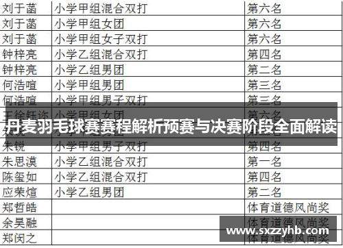丹麦羽毛球赛赛程解析预赛与决赛阶段全面解读