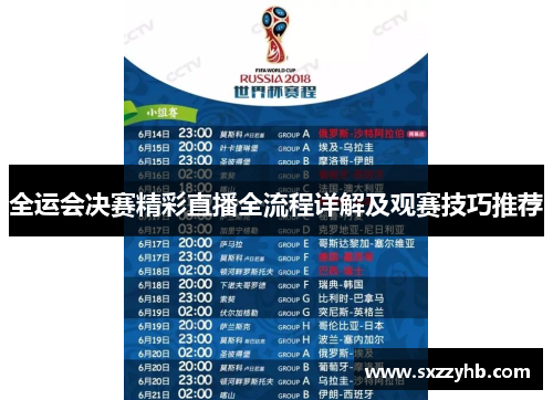 全运会决赛精彩直播全流程详解及观赛技巧推荐